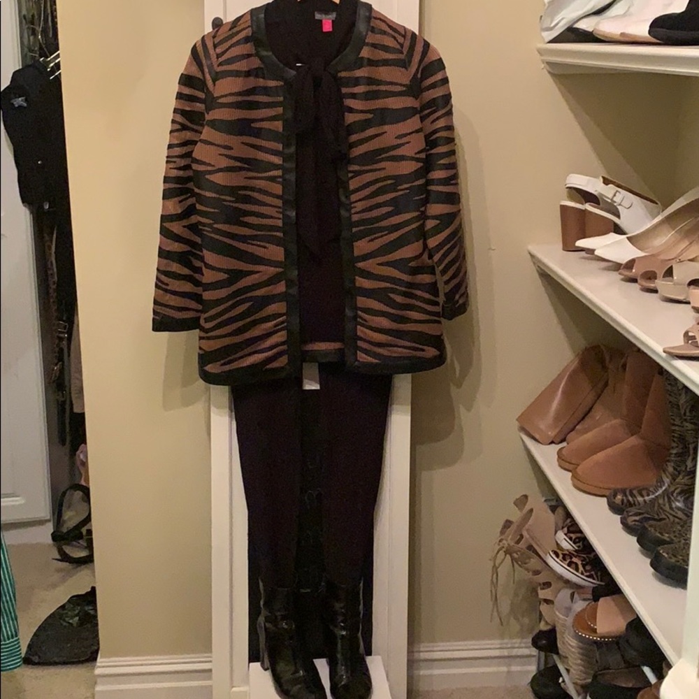 Chico’s tiger stripe mesh jacket size 0.